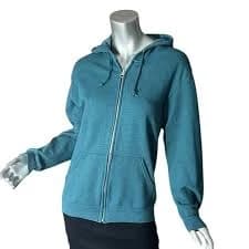 Women's Small Fruit Of The Loom Teal Blue Zip Up Hoodie Sweatshirt Jacket