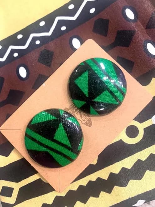 African Print Resin Stud Earrings