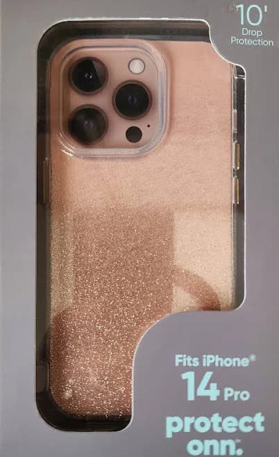 Onn. Gold Glitter Fade Phone Case for iPhone 14 Pro