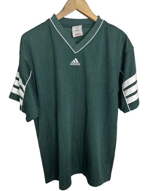 Vintage Adidas Men’s Green Striped Soccer Jersey Warmup Shirt Size Xl