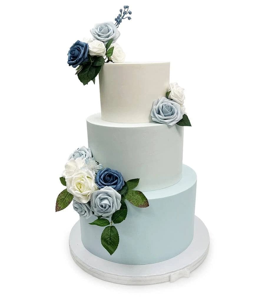 Blue Ombre Wedding Cake Tier Cake w/ Bavarian Cream