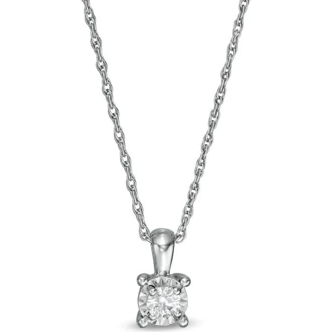 Zales 1/10 ct. Diamond Solitaire Pendant in Sterling Silver