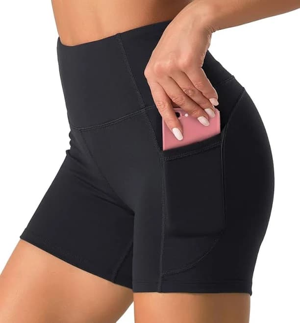 Dragon Fit Women's High Waist Yoga Shorts with 2 Side Pockets