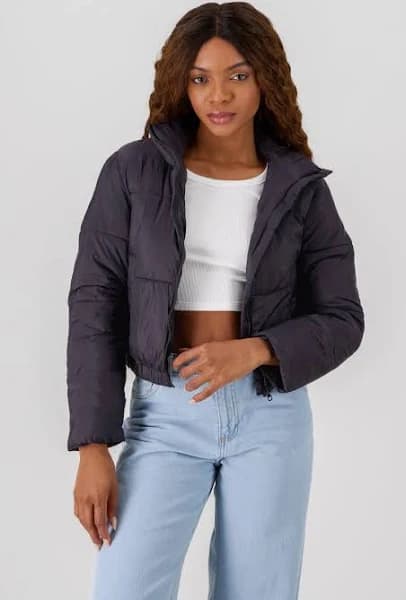 Cropped High Neck Puffer Jacket