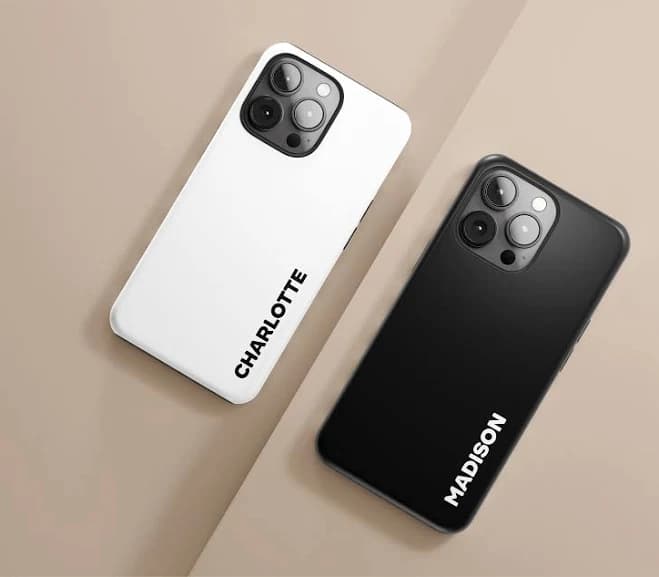 Black and White Personalized Phone Case, Custom Name iPhone 15 Case, Customized iPhone 14 Pro Matte Case, Minimalist iPhone 13 Tough Case