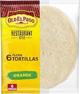 Old El Paso Restaurant Style Grande Flour Tortillas, Meal Prep, 6 Ct, 21.5 oz