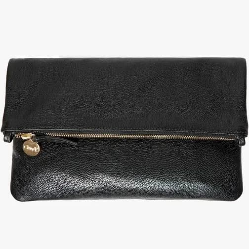 Clare V. Women's Foldover Petit Caviar Leather Clutch