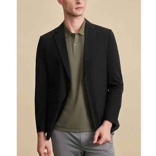 Men's Slim Fit Notch Lapel Flat Blazer