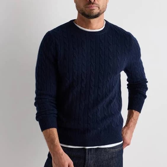 Quince Mongolian Cashmere Classic Cable Crewneck Sweater