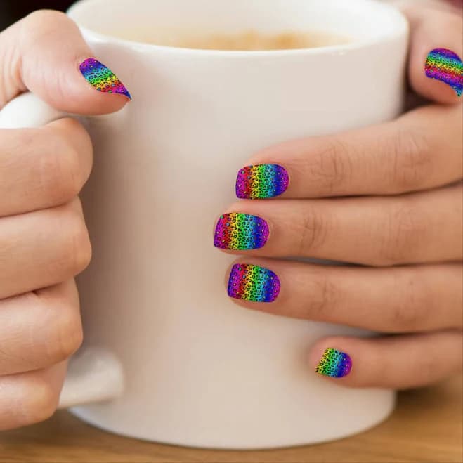 Rainbow Leopard Print Minx Nail Art