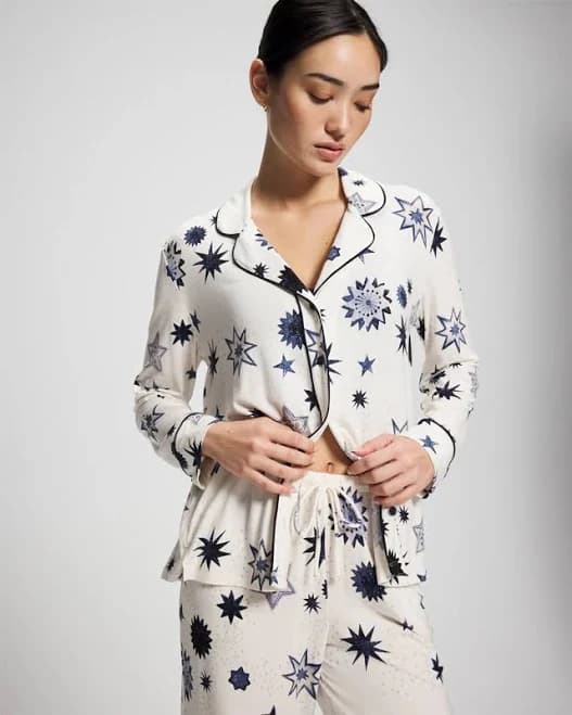 Soma Women's Cool Nights Long Sleeve Button Up Pajama Top