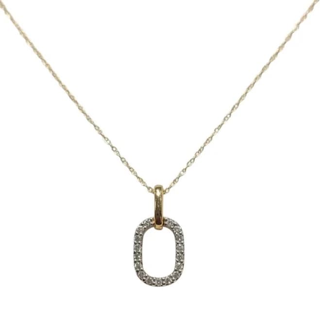 Dainty Oval Gold Necklace with Diamonds