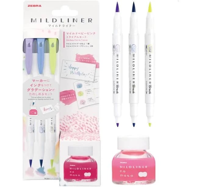 Zebra Mildliner No Moto Mild Baby Pink Set