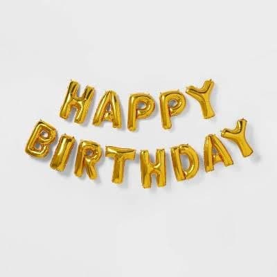 Spritz Happy Birthday Gold Foil Balloon Banner