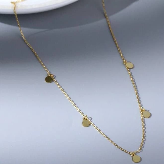 Dainty Round Circle Charm Station Necklace