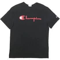 CHAMPION Mens Black Red Logo Modern T-Shirt M Short Sleeve Crew Neck