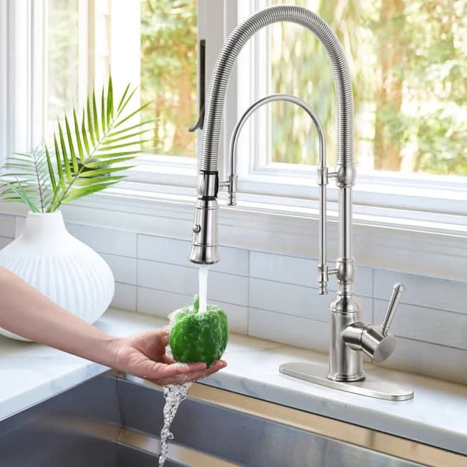 Pull Out Gooseneck High-Arc Kitchen Faucet Aleasha Finish