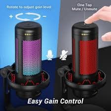 TONOR TC320 Gaming Mic, USB Microphone with RGB/Gain Control, Mute Touch for Streaming, Podcasts, Recording, Twitch/YouTube/Discord, Condenser Computer PC Mic with Stand on Mac/PS4/PS5/NS Black - Walmart.com