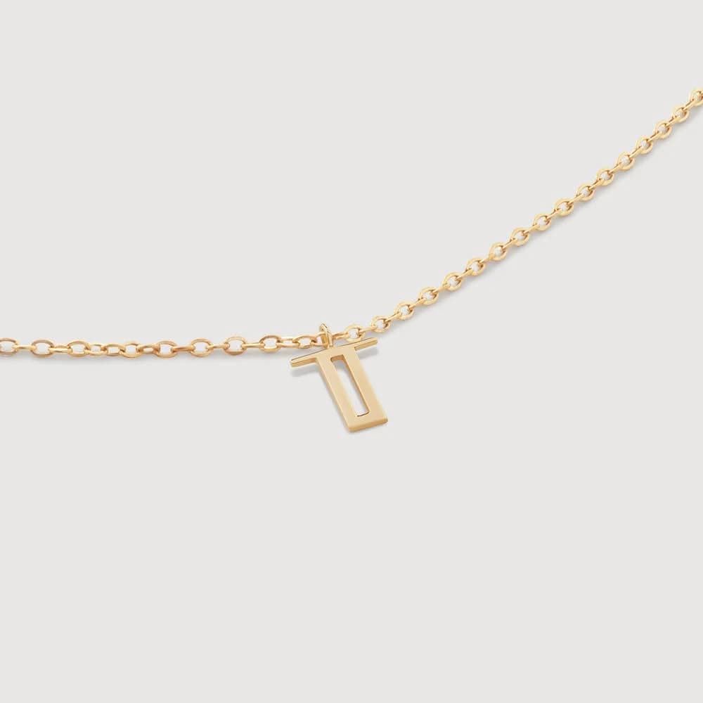 Monica Vinader 14Kt Yellow-Gold T Initial Pendant Necklace