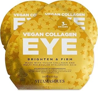 Under Eye Patches 3-Pack - Firming & Brightening - Anti Aging Collagen Korean Skin Care Reduce Fine Lines, Puffiness, Wrinkles & Dark Circles - Hyaluronic Acid - Vegan & Cruelty-Free