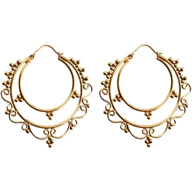 Tribal Round Indian Hoop Earrings