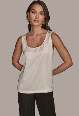 Donna Karan Women's Satin Scoop-Neck Tank Top