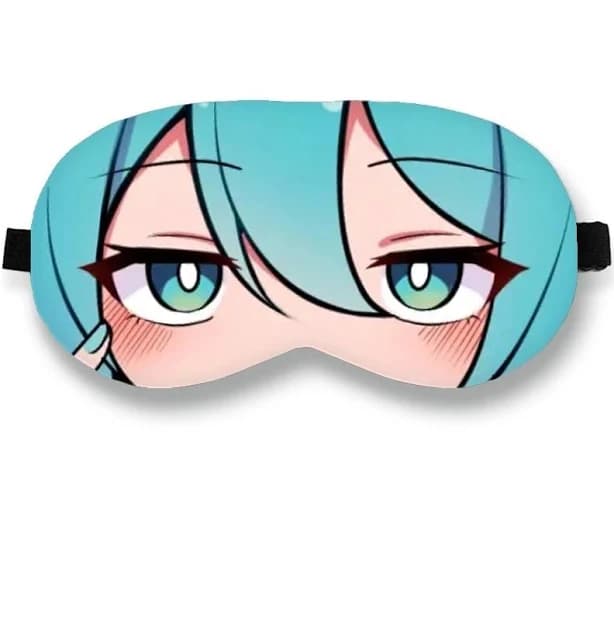 Kawaii Hatsune Miku Cartoon Eye Mask, Breathable Peripheral Sleep Mask Light Blocking Blindfold for