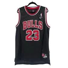 Nike Michael Jordan 23 Chicago Bulls NBA Jersey Black/Red Men's XL+2 Length