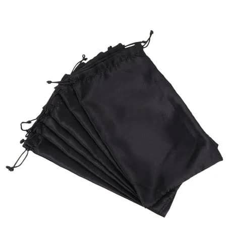 Raindrops 6Pcs Black Silk Satin Rectangular Wig Bags for Hair Extensions Travel Convenience Drawstring Packaging, Adult Unisex, Size: Small