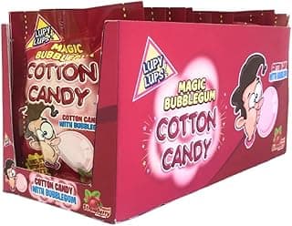 Lupy Lups Cotton Candy Display – 12 Pack (0.52 oz Each) – Sweet Strawberry Flavor – Individually Packaged for Retail & Party Favors – Perfect for Stocking Stuffers, Treats, Buffets & Piñatas