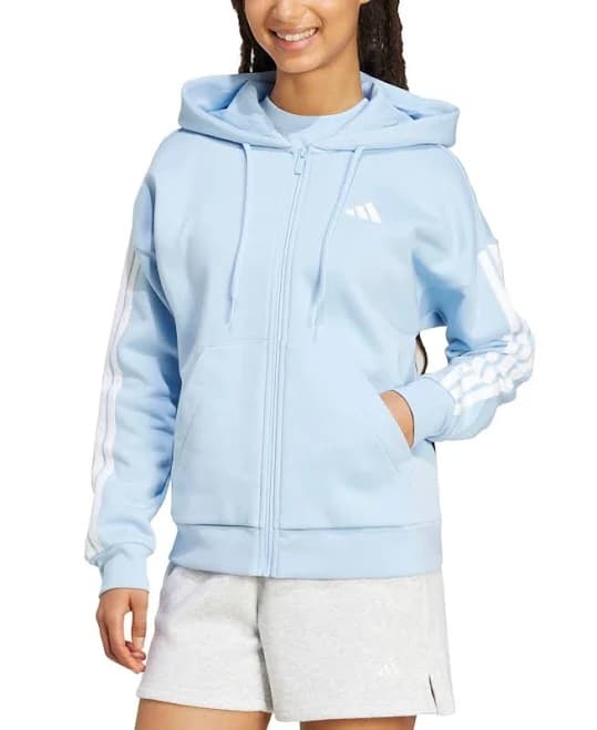 Adidas Women's Essentials 3-Stripes Full-Zip Fleece Hoodie