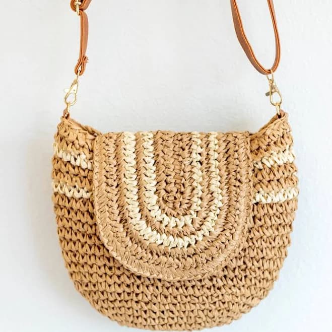Elena Straw Woven Crossbody Bag