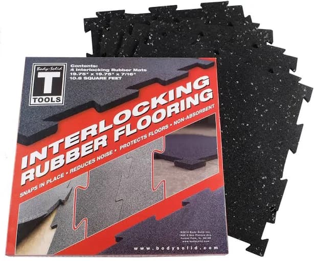 Body Solid Interlocking Rubber Flooring Speckled 4 Pack