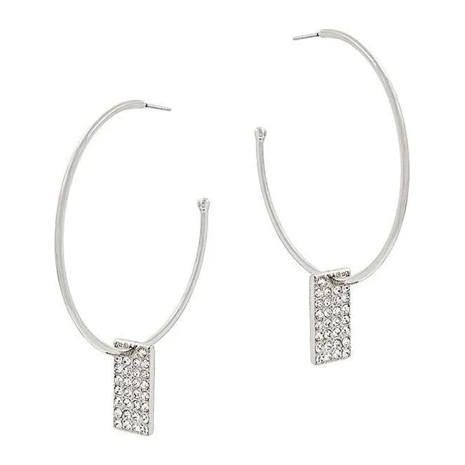 Rectangle Charm Hoop Earrings
