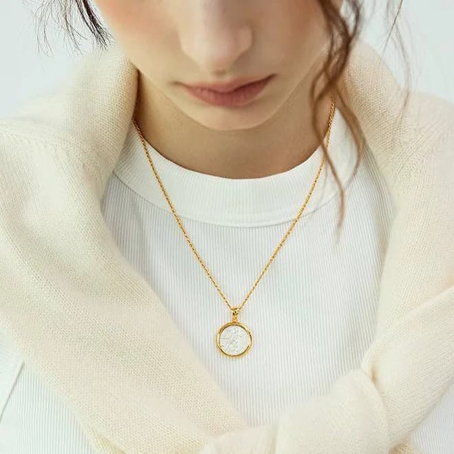 Embossed Coin Pendant Necklace