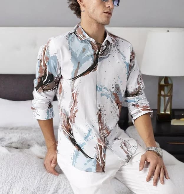 Men's Slim Fit Abstract Print Shirt