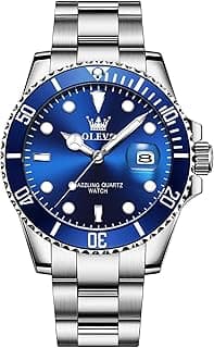 Men's Stainless Steel Watch, Big Face Easy to Read Analog Quartz Dress Watches, Classic Rotating Bezel Waterproof Luminous Hands Date Mens Wristwatch