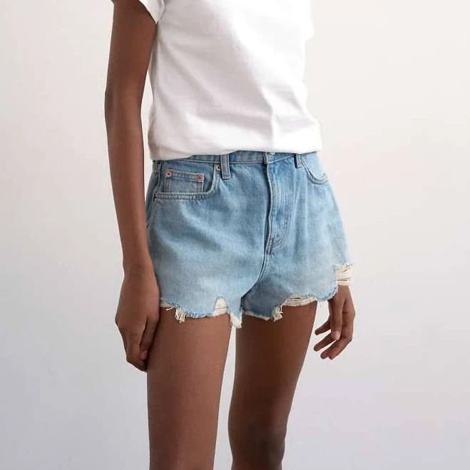 Topshop A-Line Denim Shorts with Rips
