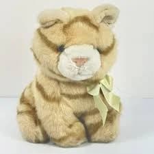 Vtg Chosun Int. Plush Orange Tabby Striped Yellow Bow Kitten Cat Stuffed Soft