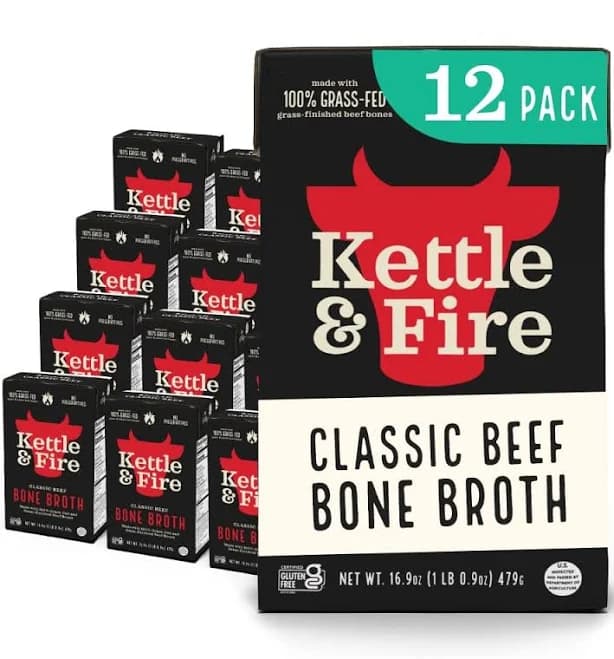 Kettle & Fire Beef Bone Broth, Keto & Paleo Approved, Gluten Free, 16.9 Fl Oz (Pack of 12)