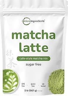 Matcha Latte Powder, 2lbs | Sugar Free Café Style Drink Mix | Sweetened Instant Matcha for Tea, Smoothies, & Iced or Hot Drinks | Natural Caffeine | Non-GMO, Dairy Free