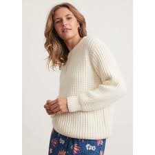 Marine Layer | Sweaters | Marine Layer White Ribbed Oversized Crewneck Sweater In Ivory M | Poshmark