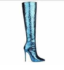 Metallic Blue Thigh High Boot