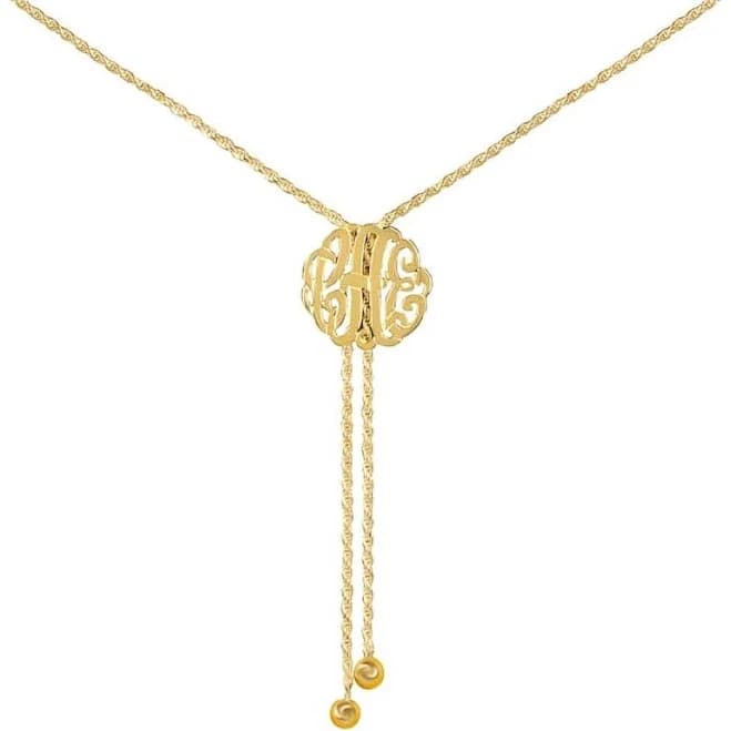 14kt Gold Plated Sterling Silver Personalized Monogram Lariat Necklace