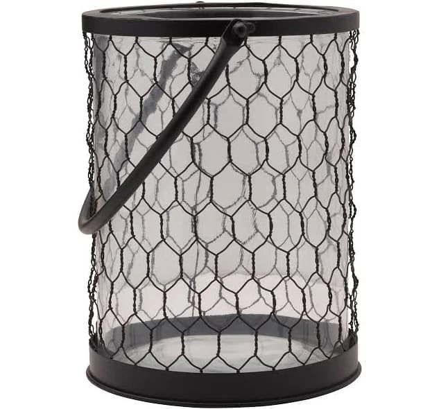 Elements Black Chicken Wire Glass Lantern