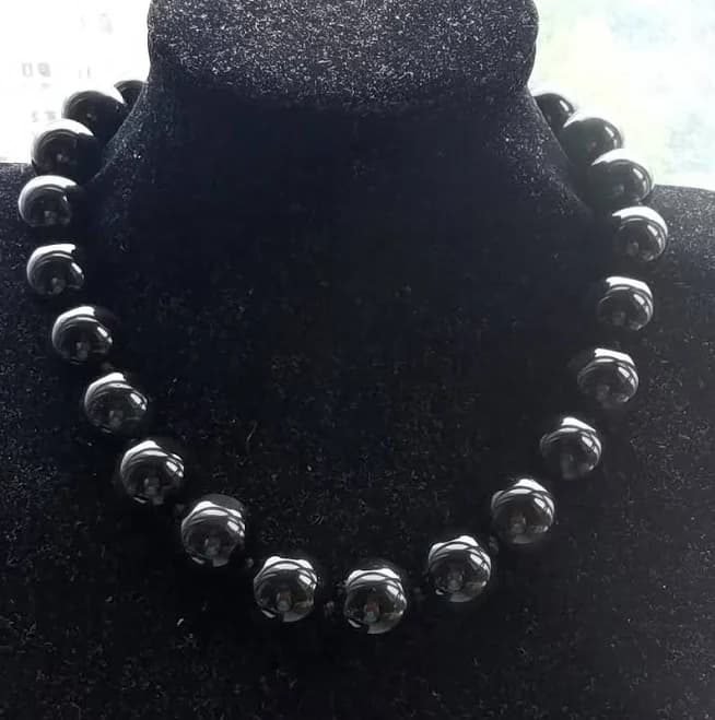 Chunky Beaded Obsidian Necklace