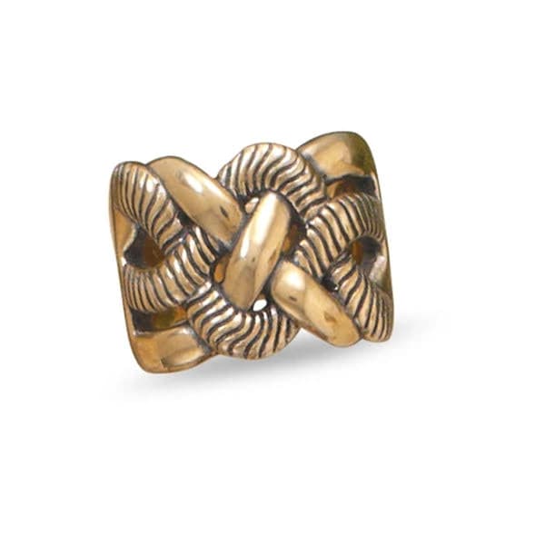 Graduated Knot Weave Wide Band Ring