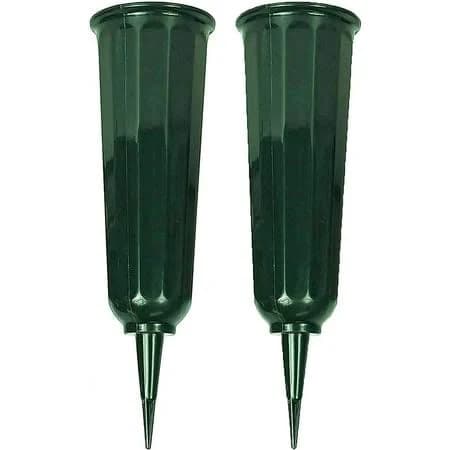 Black Duck Brand Set of 2 Green Cemetery Vases