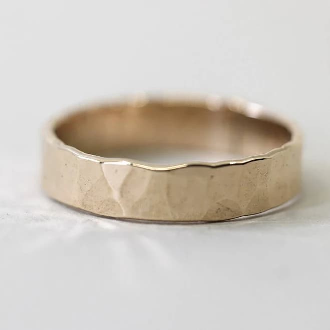 Hammered Minimalist Gold Filled Wide Band Ring