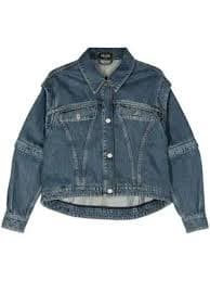 Del Core Detachable-Sleeves Printed Denim Jacket In Blue - 60% Off | Editorialist